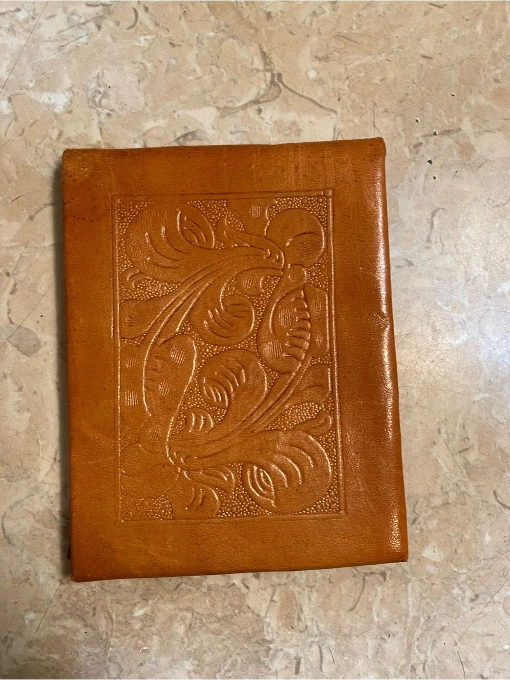 Source Unknown Orange-Brown Embossed Leather Men's Wallet